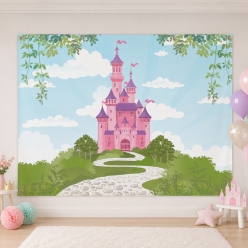 Princess Pink FABRIC 8 Foot Castle Backdrop